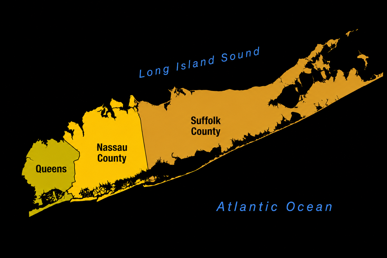 Last Load junk removal coverage map: Queens, Nassau County, and Suffolk County on Long Island